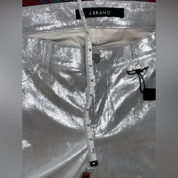 Nwot J BRAND Silver Genuine Lamb Leather skinny jeans silver shadow size 27 - Picture 9 of 13